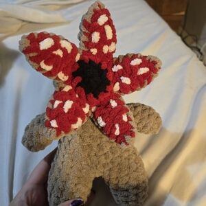 Plush Toy with Red and Brown Flower Design